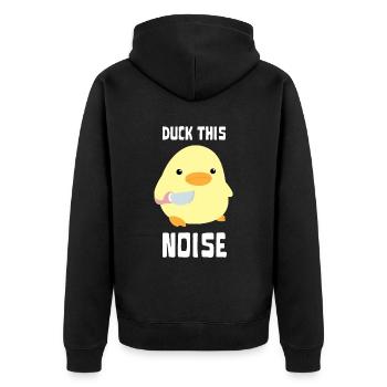 Duck This Noise - Duck with knife Ente mit Messer - Unisex Premium Organic Zip Hoodie - black - Back - Nico (187cm)
