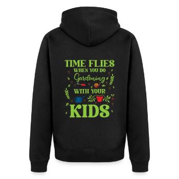 Hobbygärtner Garten Mutter Gärtnerische Mama - Unisex Premium Bio Zip Hoodie - Schwarz - Hinten - Nico (187cm)