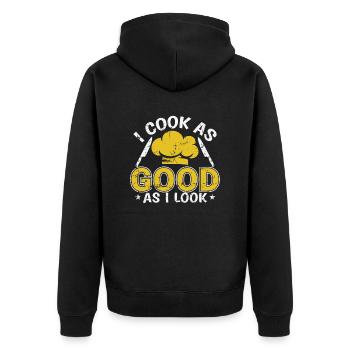 Cook as good as I look Koch Essen Küche - Unisex Premium Organic Zip Hoodie - black - Back - Nico (187cm)