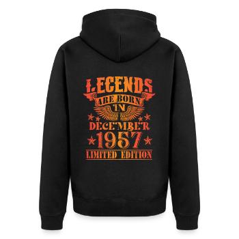Anniversaire Décembre 1957 Edition Limitée Millésime - Veste à capuche bio Premium Unisexe - noir - Dos - Nico (187cm)