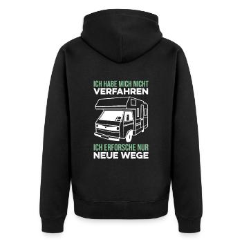 Nicht verfahren lustiger Camper Spruch Wohnmobil - Unisex Premium Bio Zip Hoodie - Schwarz - Hinten - Nico (187cm)