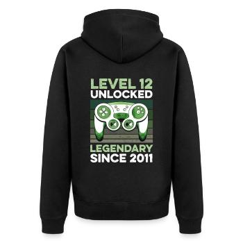 Niveau 12 Ans Anniversaire Année 2011 Gamer Boy - Veste à capuche bio Premium Unisexe - noir - Dos - Nico (187cm)