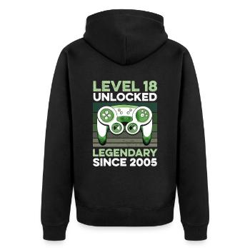 Niveau 18 ans Année d’anniversaire 2005 Gamer Boy - Veste à capuche bio Premium Unisexe - noir - Dos - Nico (187cm)
