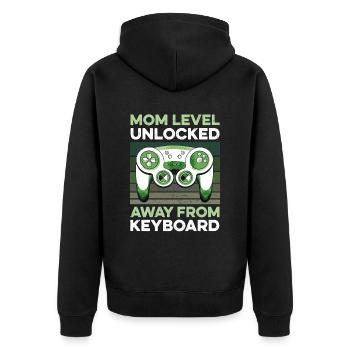 Level Mom Unlocked Gamer Mama Mutter Muttertag - Unisex Premium Bio Zip Hoodie - Schwarz - Hinten - Nico (187cm)