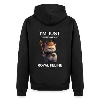 I'm Just The Servant Funny Royal Cat - Unisex Premium Organic Zip Hoodie - black - Back - Nico (187cm)