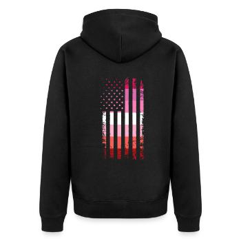 Lesbian Lesbian Pride Flag Gift - Unisex Premium Organic Zip Hoodie - black - Back - Nico (187cm)