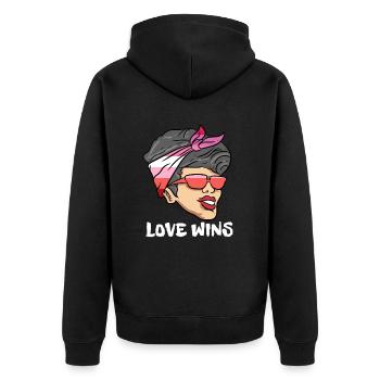Lesbian Lesbian Pride Flag Gift - Unisex Premium Organic Zip Hoodie - black - Back - Nico (187cm)