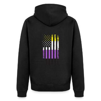 Non Binary Gender Flag Gift - Unisex Premium Organic Zip Hoodie - black - Back - Nico (187cm)