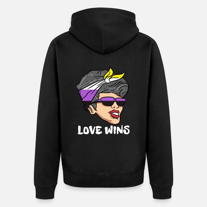 Non Binary Gender Flagge Geschenk - Unisex Premium Bio Zip Hoodie - Schwarz