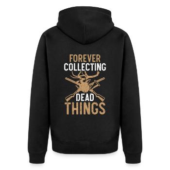 Ich sammle für immer tote Dinge Taxidermie - Unisex Premium Bio Zip Hoodie - Schwarz - Hinten - Nico (187cm)