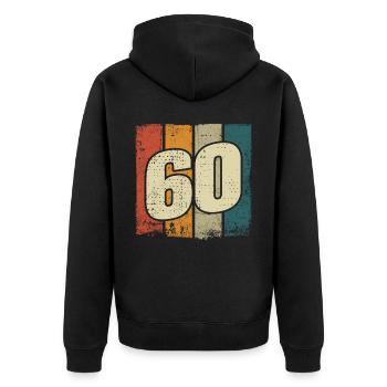 60. Geburtstag Mann Frau 60 Jahre Deko Lustig - Unisex Premium Bio Zip Hoodie - Schwarz - Hinten - Nico (187cm)