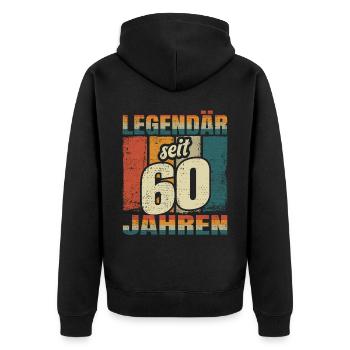 60. Geburtstag Mann Frau 60 Jahre Deko Lustig - Unisex Premium Bio Zip Hoodie - Schwarz - Hinten - Nico (187cm)