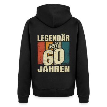 60. Geburtstag Mann Frau 60 Jahre Deko Lustig - Unisex Premium Bio Zip Hoodie - Schwarz - Hinten - Nico (187cm)