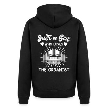 Organist Orgelspieler Orgel - Unisex Premium Bio Zip Hoodie - Schwarz - Hinten - Nico (187cm)