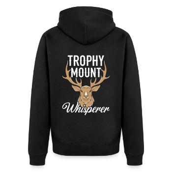 Trophäenbergflüsterer Jagdtaxidermie - Unisex Premium Bio Zip Hoodie - Schwarz - Hinten - Nico (187cm)