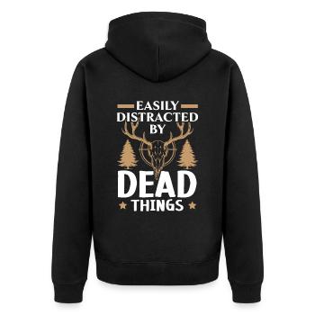 Leicht ablenkbar durch tote Dinge Taxidermie - Unisex Premium Bio Zip Hoodie - Schwarz - Hinten - Nico (187cm)