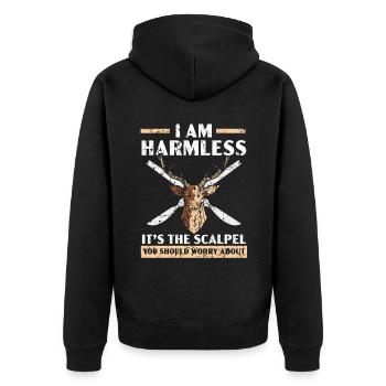 Taxidermie Sie nennen es Tod ich nenne es Kunst - Unisex Premium Bio Zip Hoodie - Schwarz - Hinten - Nico (187cm)