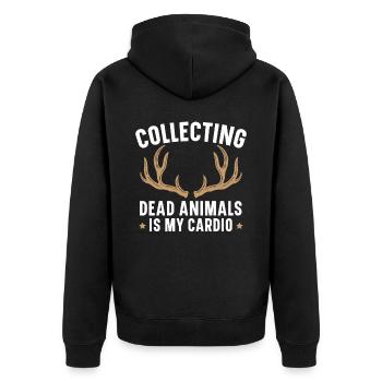 Das Sammeln von toten Tieren ist meine Kardio Taxi - Unisex Premium Bio Zip Hoodie - Schwarz - Hinten - Nico (187cm)