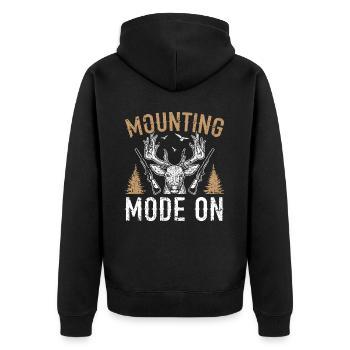 Montagemodus auf Tierjagd Taxidermie - Unisex Premium Bio Zip Hoodie - Schwarz - Hinten - Nico (187cm)