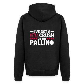 Ich bin ein bisschen in den Pallino verknallt - - Unisex Premium Bio Zip Hoodie - Schwarz - Hinten - Nico (187cm)