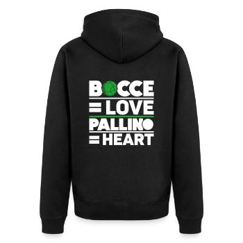 Bocce = Love, Pallino = Heart - Bocce Ball - Unisex Premium Organic Zip Hoodie - black - Back - Nico (187cm)