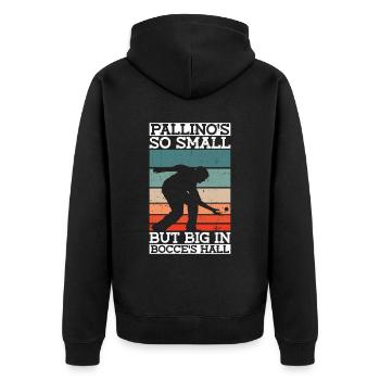 Pallino is so small, but big in the - Unisex Premium Organic Zip Hoodie - black - Back - Nico (187cm)