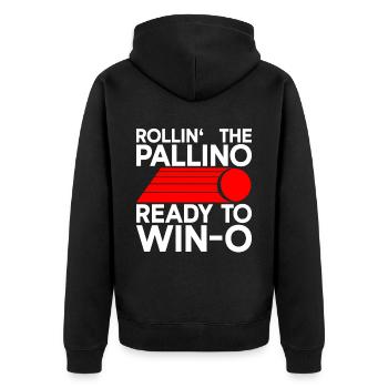 Rollin' The Pallino Ready to Win - Boccia Ball - Unisex Premium Organic Zip Hoodie - black - Back - Nico (187cm)