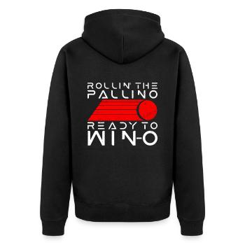 Rollin' The Pallino Ready to Win - Boccia Ball - Unisex Premium Organic Zip Hoodie - black - Back - Nico (187cm)