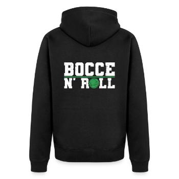 Boccia n' Roll - Boccia-Ball - Unisex Premium Bio Zip Hoodie - Schwarz - Hinten - Nico (187cm)