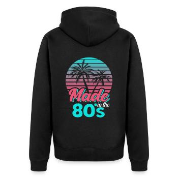 Made In The 80s Retro Karneval 80er Mottoparty - Unisex Premium Bio Zip Hoodie - Schwarz - Hinten - Nico (187cm)