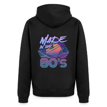 Made In The 80s Retro Karneval 80er Mottoparty - Unisex Premium Bio Zip Hoodie - Schwarz - Hinten - Nico (187cm)