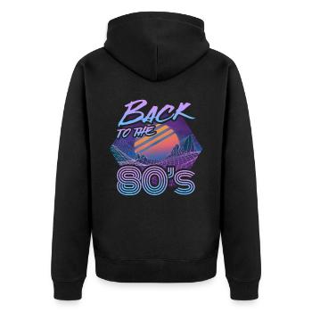 Retour aux années 80 Carnaval rétro Fête à thème des années 80 - Veste à capuche bio Premium Unisexe - noir - Dos - Nico (187cm)