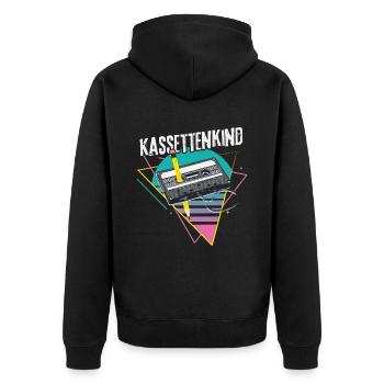 Kassettenkind 80er Jahre Musik Kassette Mixtape - Unisex Premium Bio Zip Hoodie - Schwarz - Hinten - Nico (187cm)