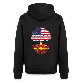 Macedonia american flag, tree macedonia - Unisex Premium Bio Zip Hoodie - Schwarz - Hinten - Nico (187cm)