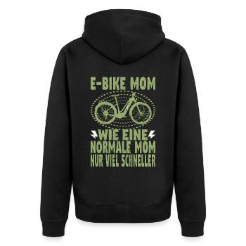 Elektrofahrrad Mama Pedelec EBike Mutter E-Bike - Unisex Premium Bio Zip Hoodie - Schwarz - Hinten - Nico (187cm)