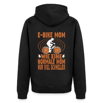 Elektrofahrrad Mama Pedelec EBike Mutter E-Bike - Unisex Premium Bio Zip Hoodie - Schwarz - Hinten - Nico (187cm)