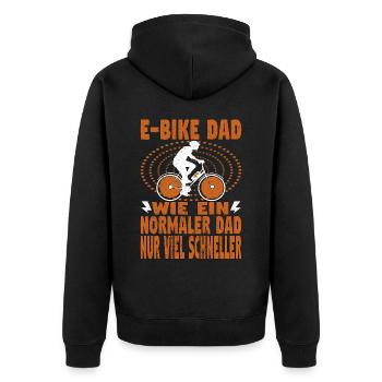 Elektrofahrrad Vater Pedelec EBike Papa Dad E-Bike - Unisex Premium Bio Zip Hoodie - Schwarz - Hinten - Nico (187cm)