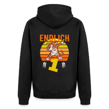 1 Geburtstag Löwe Tiger witzig 1 Jahre Junge - Unisex Premium Bio Zip Hoodie - Schwarz - Hinten - Nico (187cm)
