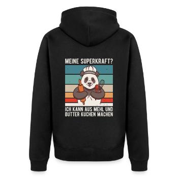 Bäcker Meine Superkraft Kuchen Panda Mehl Butter - Unisex Premium Bio Zip Hoodie - Schwarz - Hinten - Nico (187cm)
