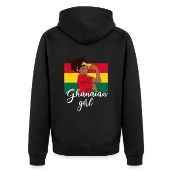 Fille ghanéenne, Ghana - Veste à capuche bio Premium Unisexe - noir - Dos - Nico (187cm)