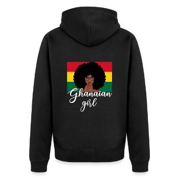 Reine ghanéenne, Ghana - Veste à capuche bio Premium Unisexe - noir - Dos - Nico (187cm)
