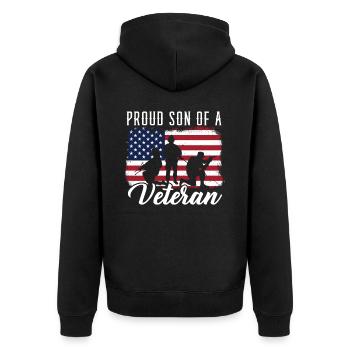 Patriotischer Veteran USA Flagge Amerikanischer Gedenktag - Unisex Premium Bio Zip Hoodie - Schwarz - Hinten - Nico (187cm)