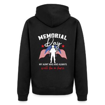 Patriotischer Veteran USA Flagge Amerikanischer Gedenktag - Unisex Premium Bio Zip Hoodie - Schwarz - Hinten - Nico (187cm)