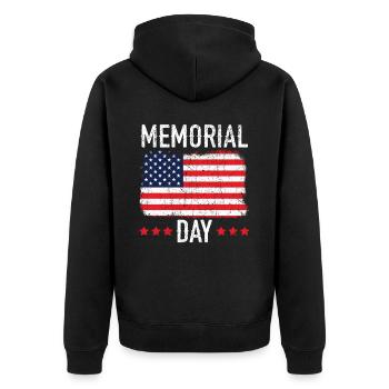 Patriotischer Veteran USA Flagge Amerikanischer Gedenktag - Unisex Premium Bio Zip Hoodie - Schwarz - Hinten - Nico (187cm)