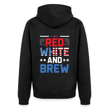 Patriotisches Amerika USA Flagge 4. Juli Amerikanisch - Unisex Premium Bio Zip Hoodie - Schwarz - Hinten - Nico (187cm)