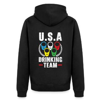 Patriotisches Amerika USA Flagge 4. Juli Amerikanisch - Unisex Premium Bio Zip Hoodie - Schwarz - Hinten - Nico (187cm)