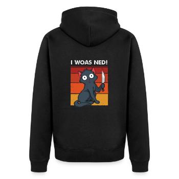 I woas ned - Unisex Premium Bio Zip Hoodie - Schwarz - Hinten - Nico (187cm)