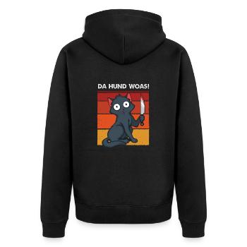 Da Hund woas - Unisex Premium Bio Zip Hoodie - Schwarz - Hinten - Nico (187cm)