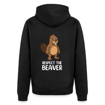 Respect The Beaver - Unisex Premium Bio Zip Hoodie - Schwarz - Hinten - Nico (187cm)