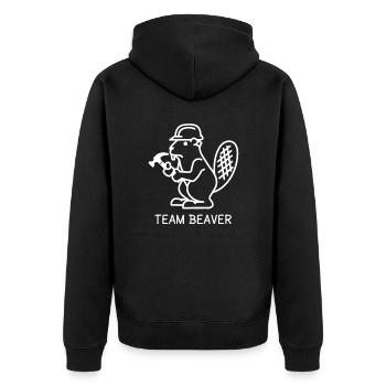 Team Beaver - Unisex Premium Bio Zip Hoodie - Schwarz - Hinten - Nico (187cm)